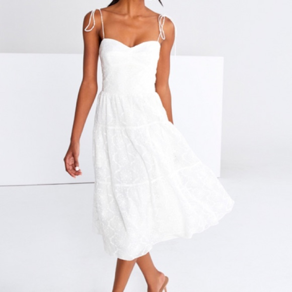 Amanda Uprichard Tula White Midi Dress - Bridal Shower, Summer, Spring